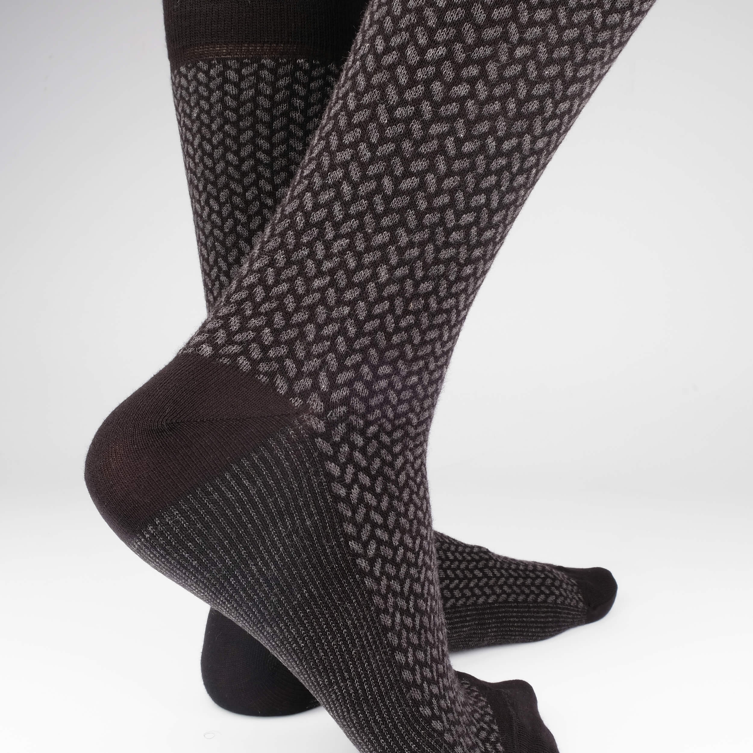 Herringbone Blocks Men's Socks - Black